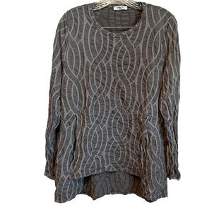 Blue Banana Gray Asymmetrical Australian‎ Lagenlook Wool Long Sleeve Top